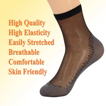 3 Pairs Women'S Anti-Slip Sheer Ankle Socks with Cotton Sole and Reinforced Toe